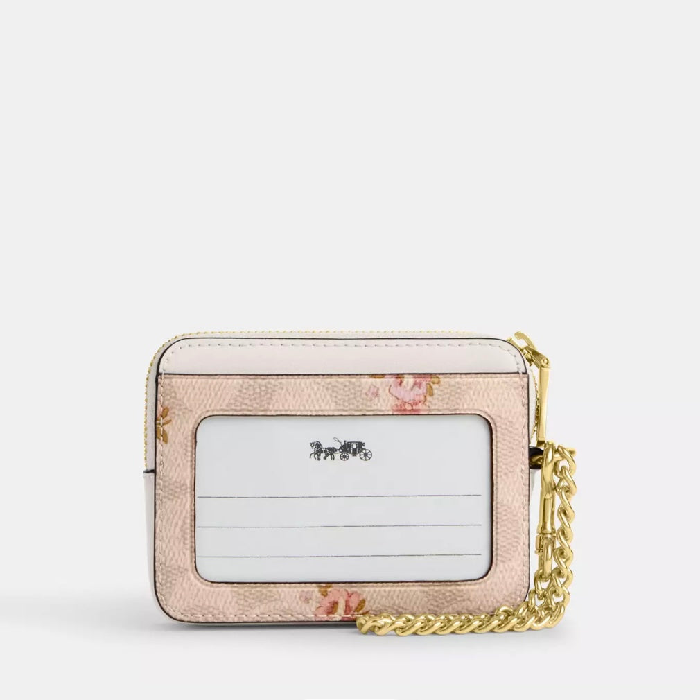 Coach Zip Card Case In Signature Canvas With Floral Print *Pre Order*