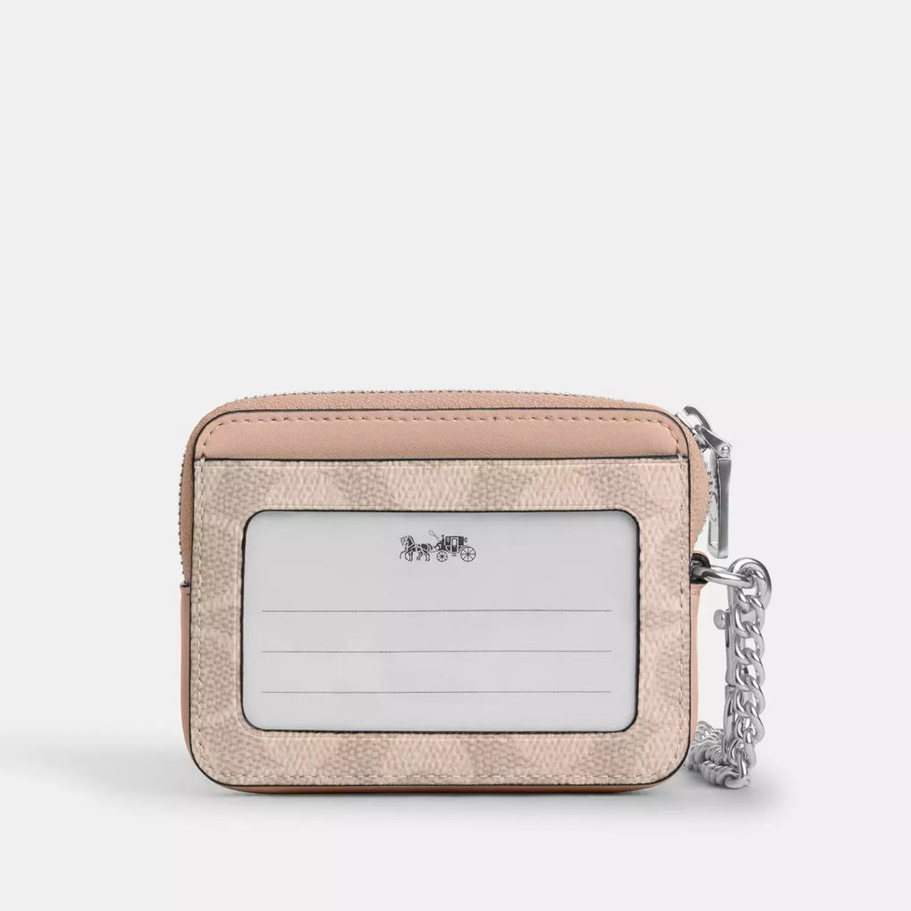 Coach Zip Card Case In Signature Canvas