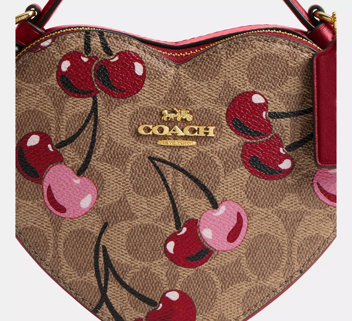 Heart Crossbody In Signature Canvas With Cherry Print *Pre Order*