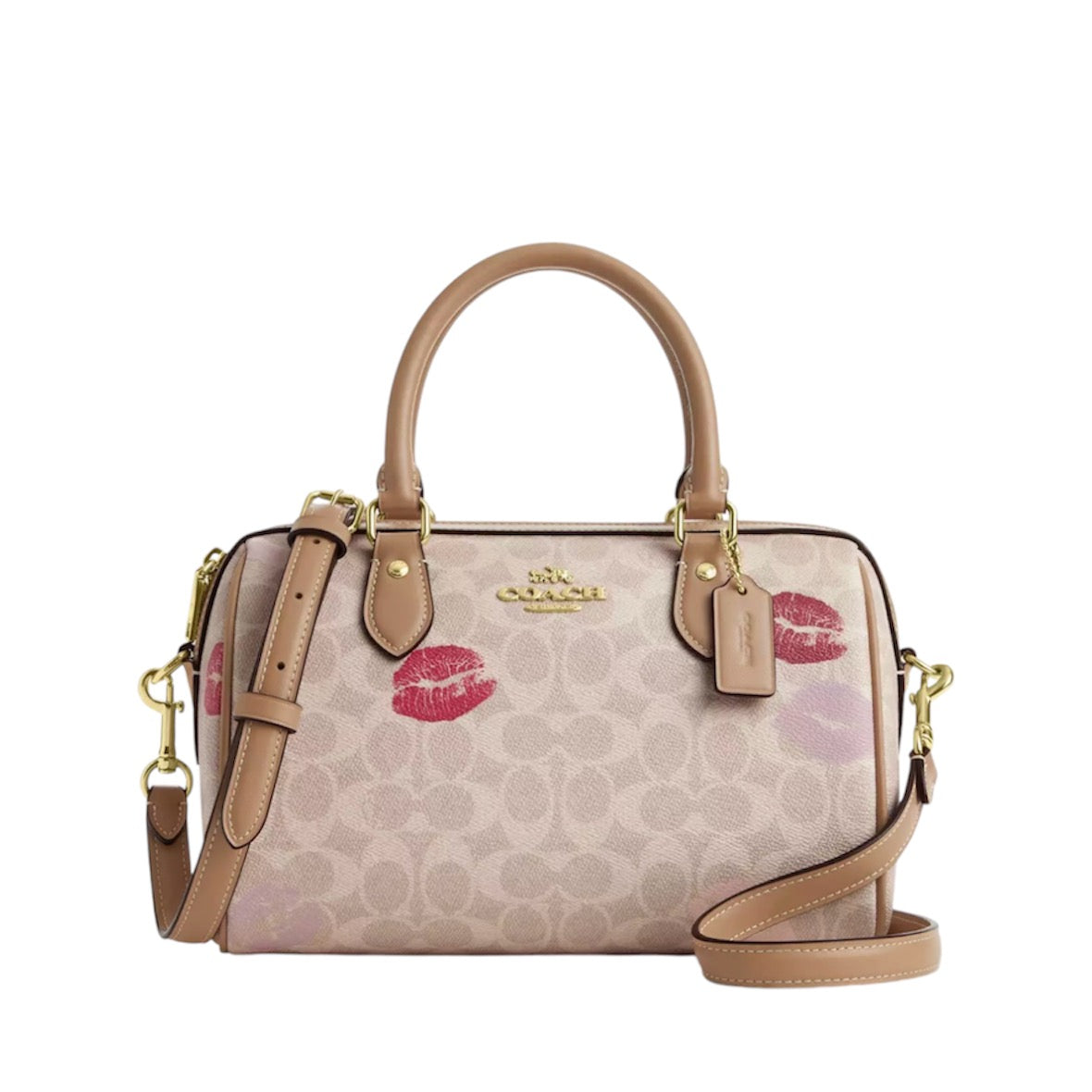 Coach Rowan Satchel Bag In Signature Canvas With Lips Print *Pre Order*
