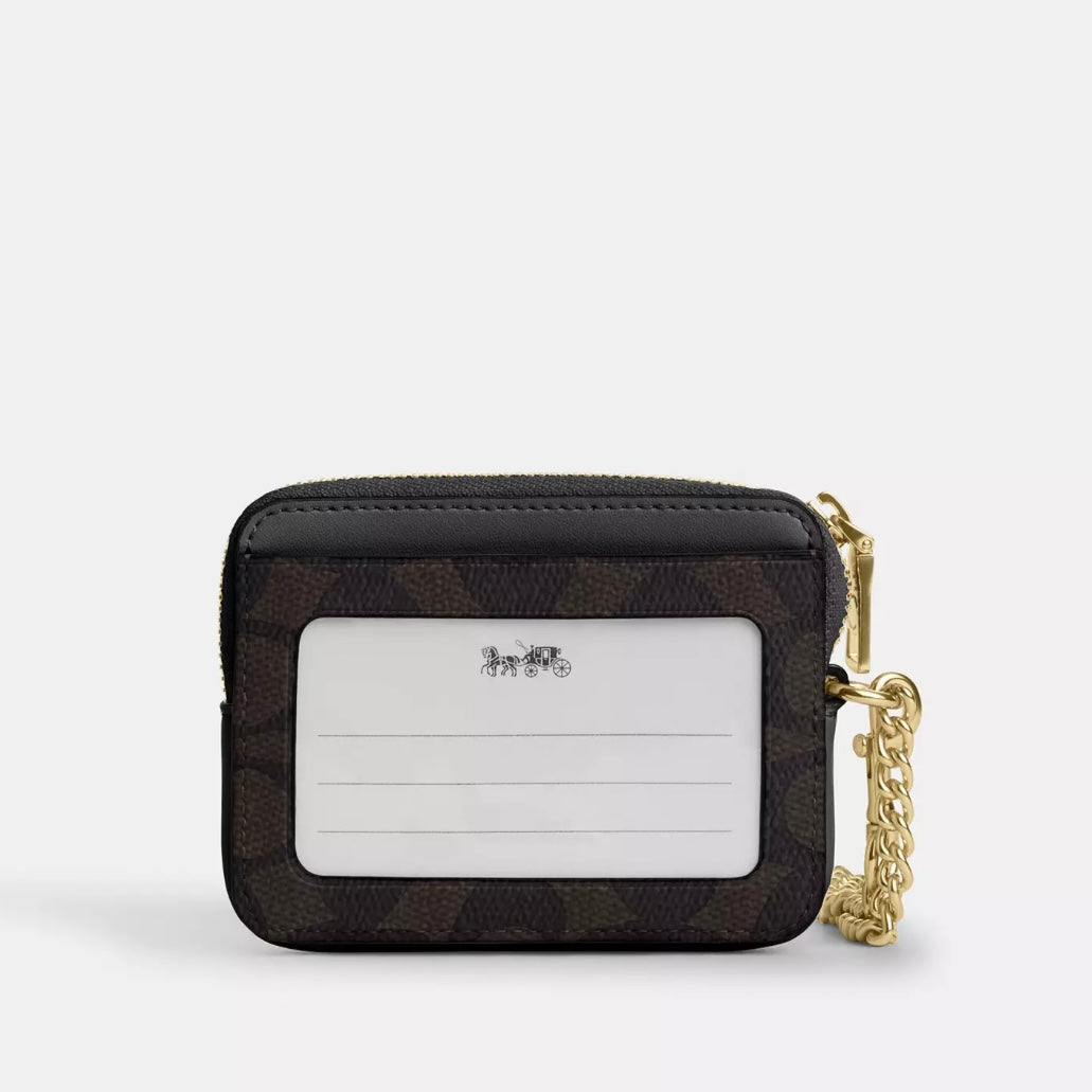 Coach Zip Card Case In Signature Canvas