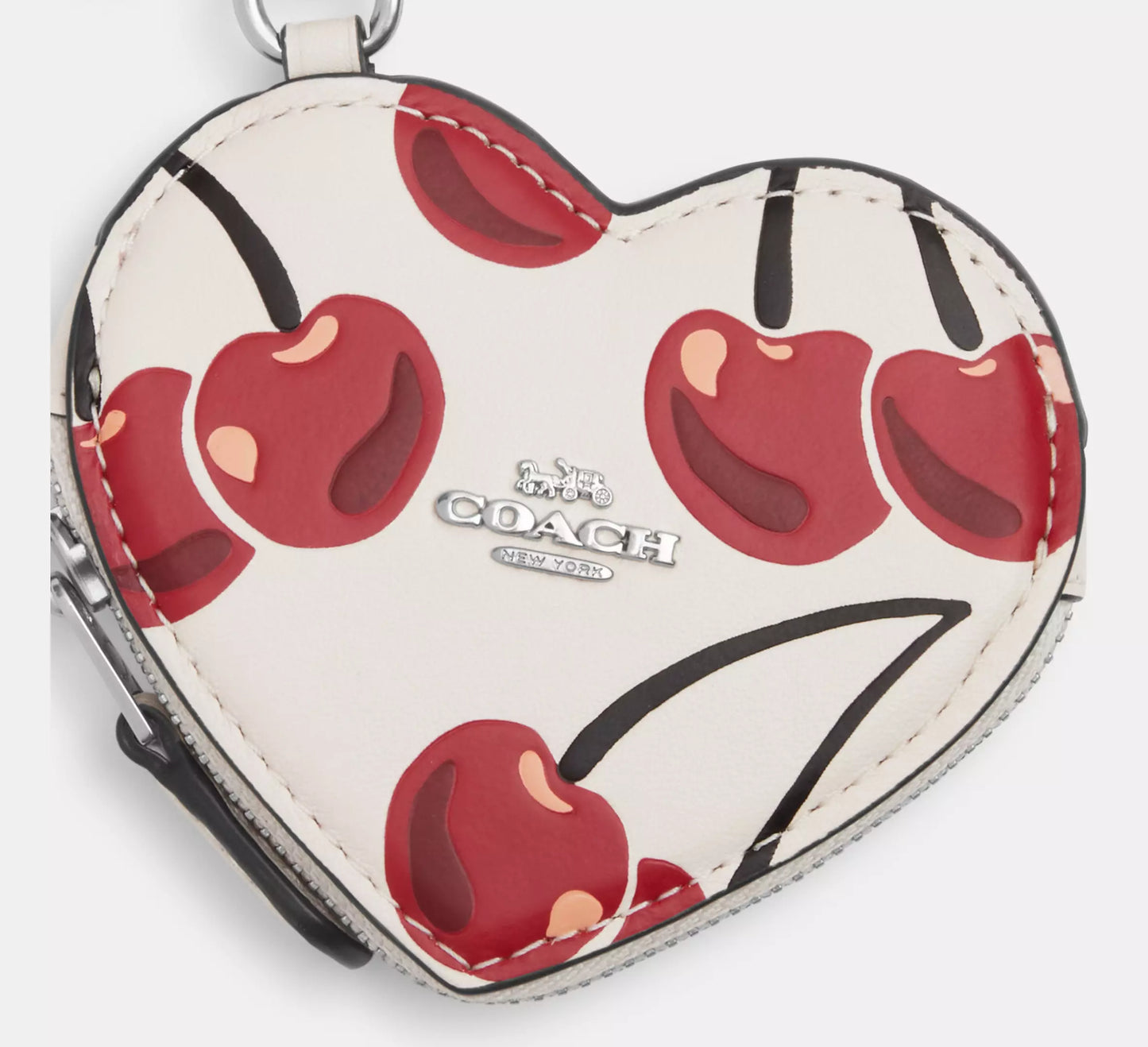 Heart Coin Pouch Bag Charm With Cherry Print *Pre Order*