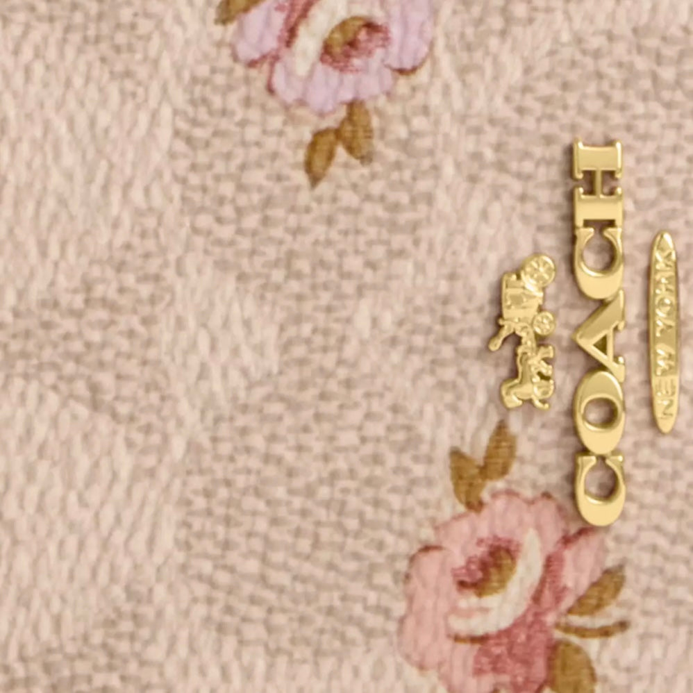 Coach Zip Card Case In Signature Canvas With Floral Print *Pre Order*