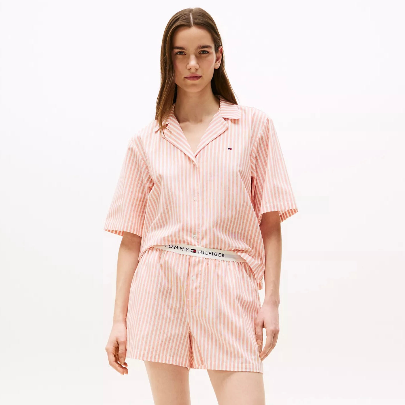 Tommy Hilfiguer Linen-Blend Shirt & Short Sleep Set Talla XS