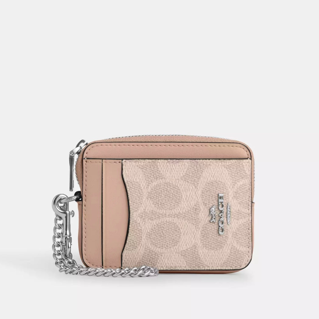 Coach Zip Card Case In Signature Canvas