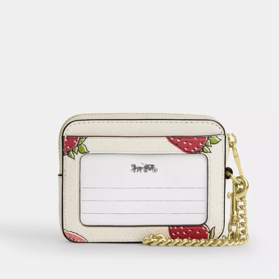 Zip Card Case With Strawberry Print *Pre Order*