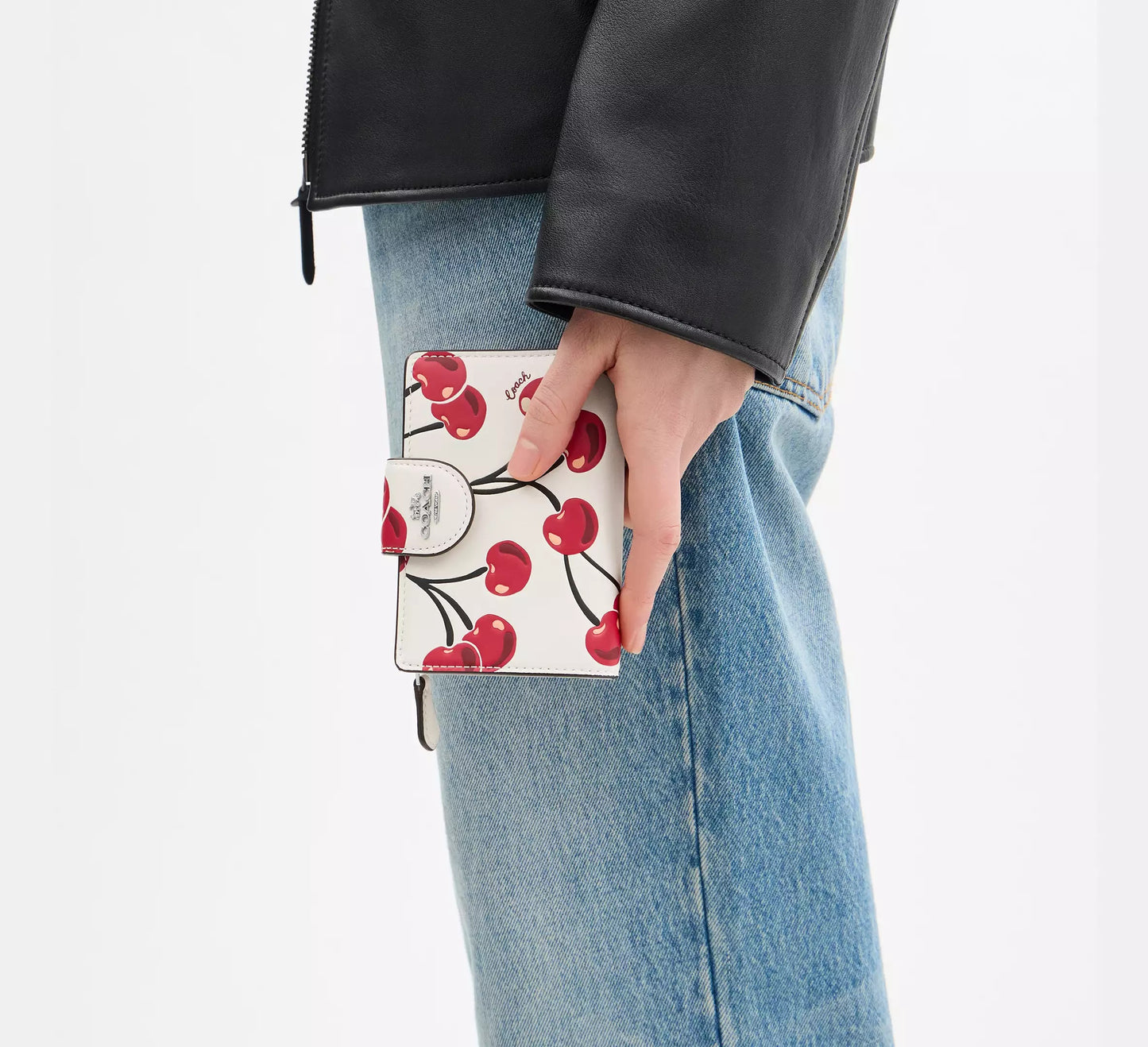 Coach Medium Corner Zip Wallet With Cherry Print