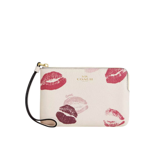 Corner Zip Wristlet With Lips Print *Pre Order*