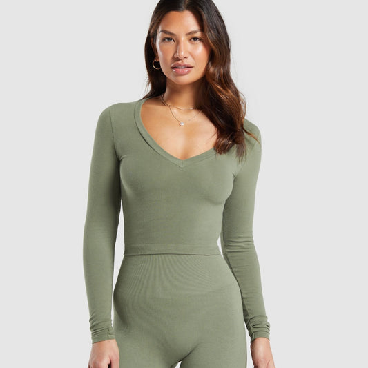 Cotton Seamless Long Sleeve Midi Top *Pre Order*