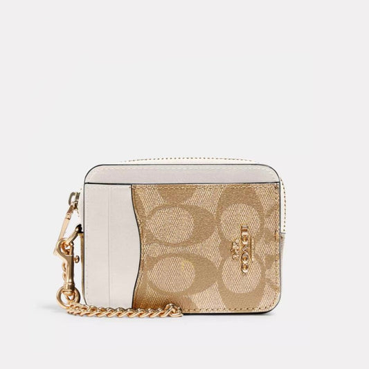 Coach Zip Card Case In Signature Canvas