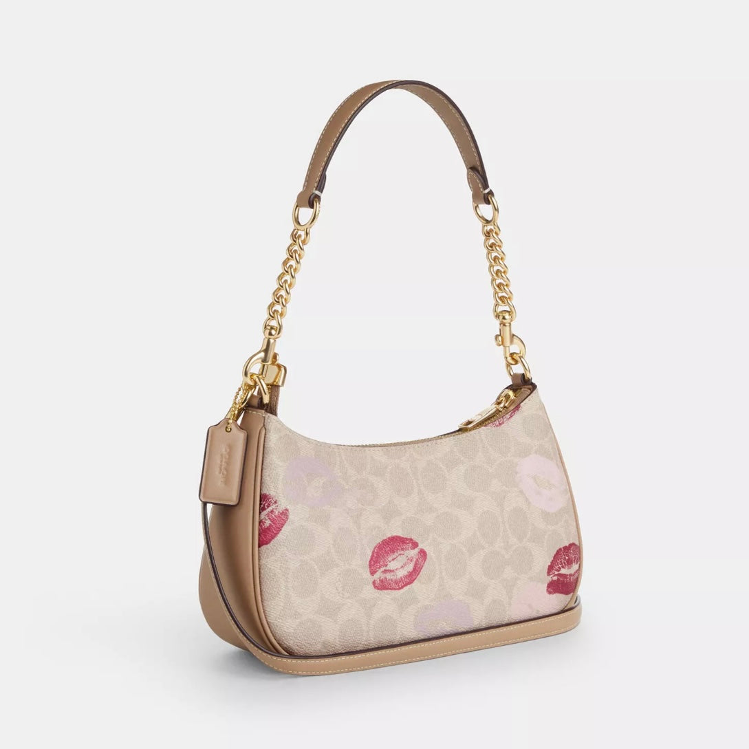 Coach Teri Shoulder Bag In Signature Canvas With Lips Print *Pre Order*