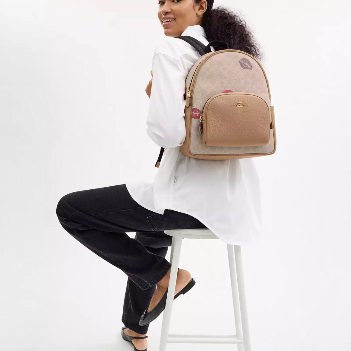 Coach Court Backpack In Signature Canvas With Lips Print *Pre Order*