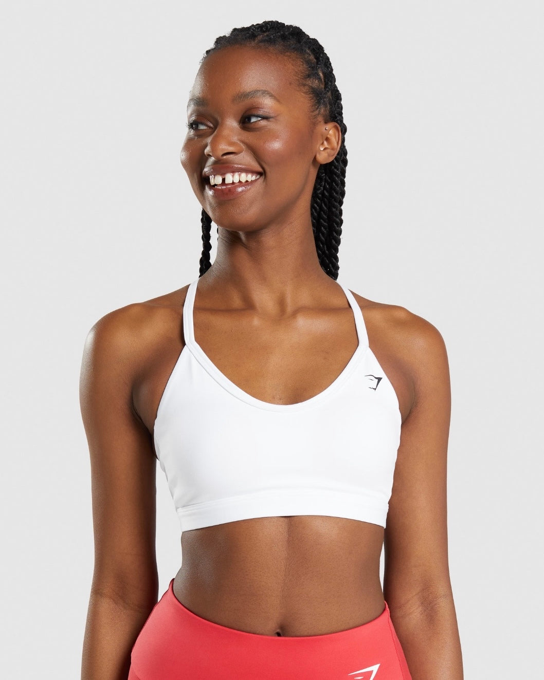 V Neck Sports Bra White