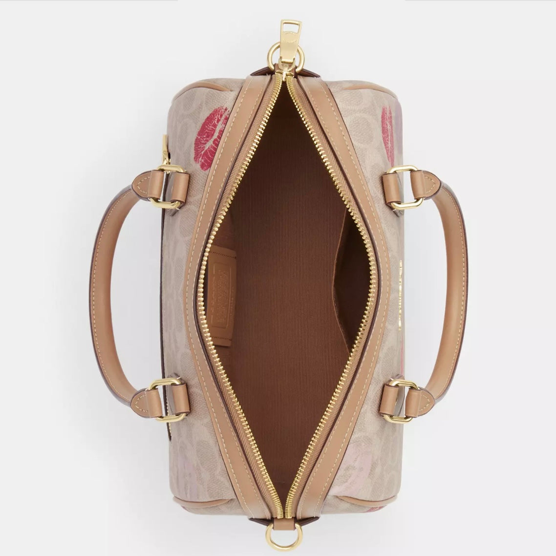 Coach Rowan Satchel Bag In Signature Canvas With Lips Print *Pre Order*