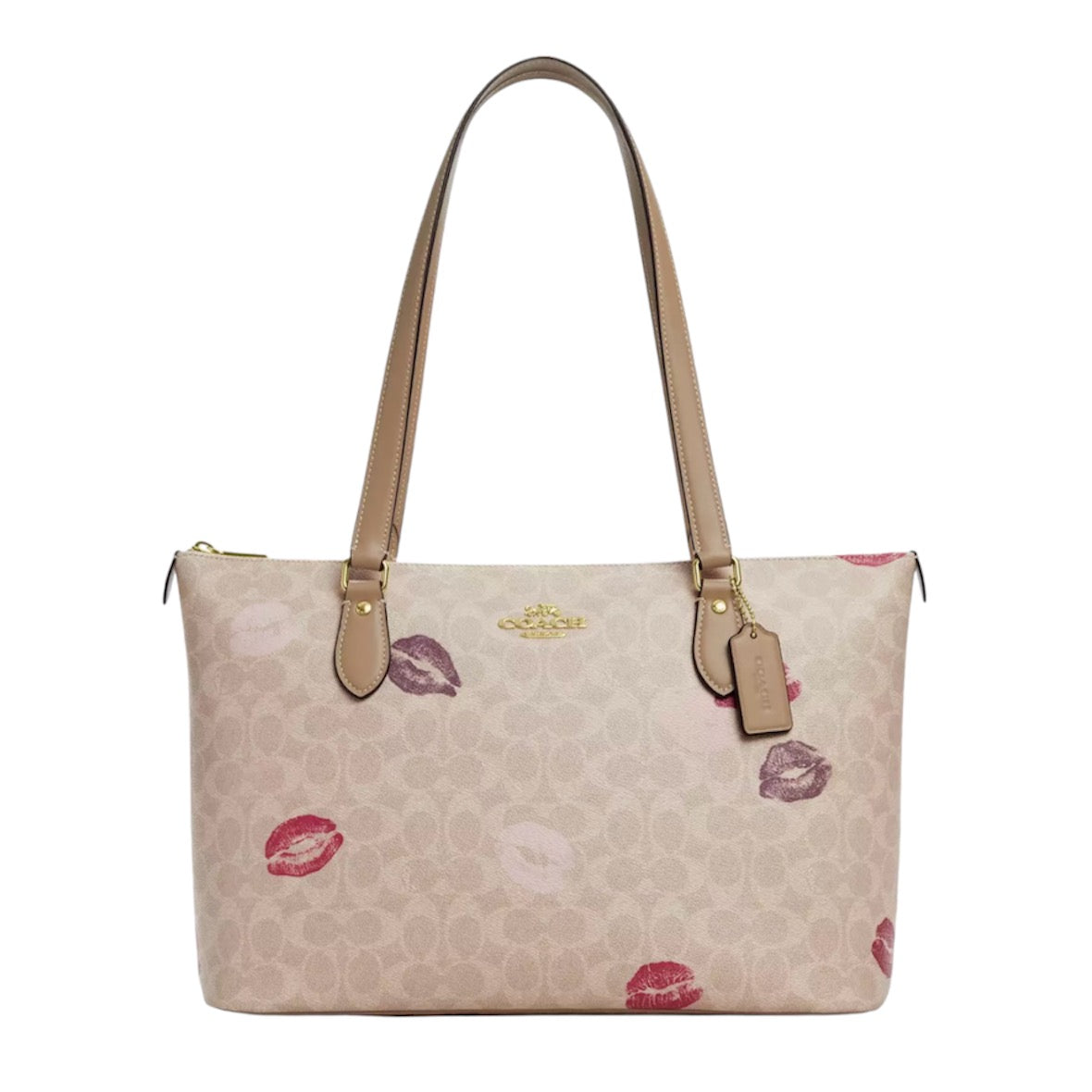 Coach Gallery Tote Bag In Signature Canvas With Lips Print *Pre Order*