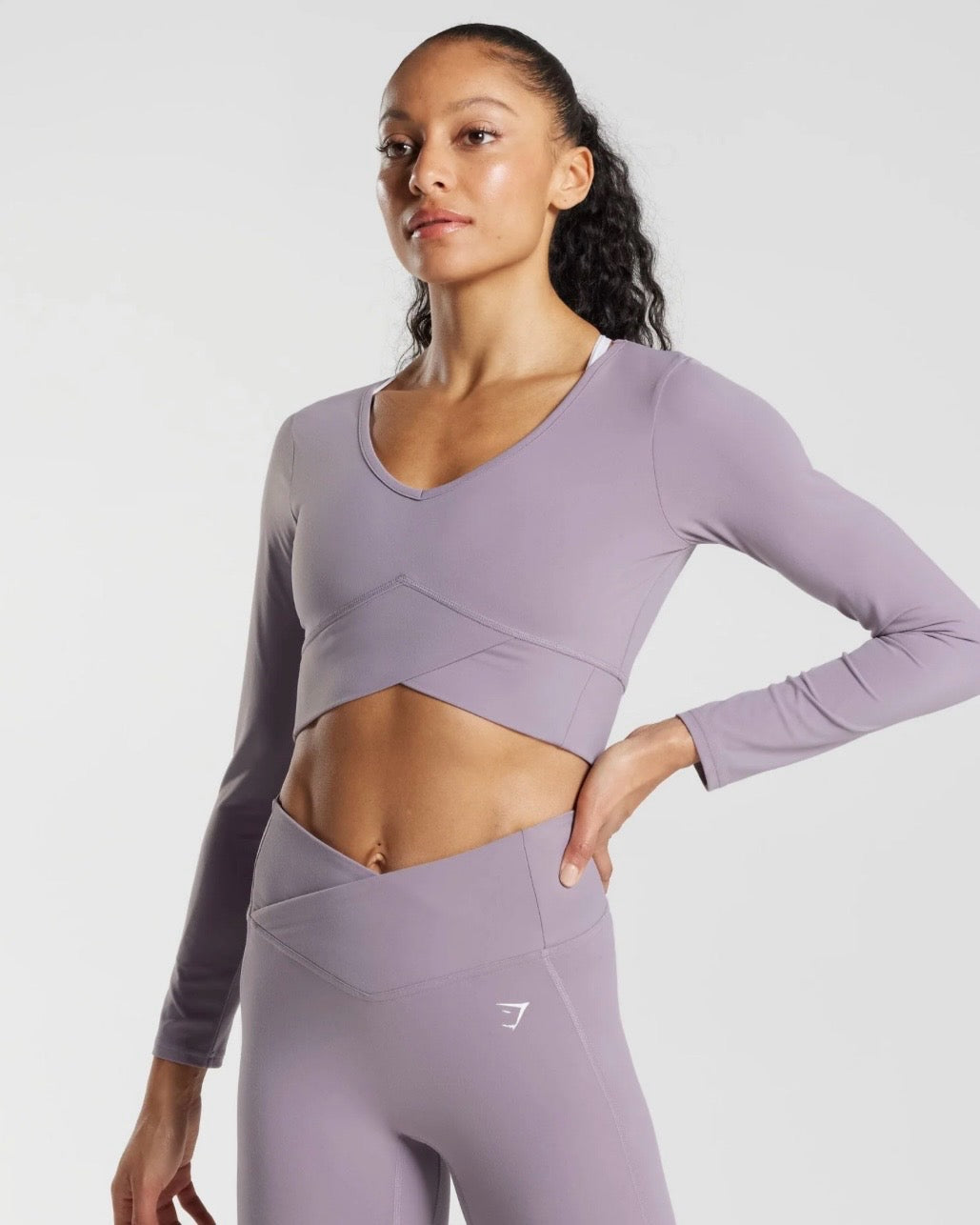 Crossover Longsleeve Crop Top Lavender