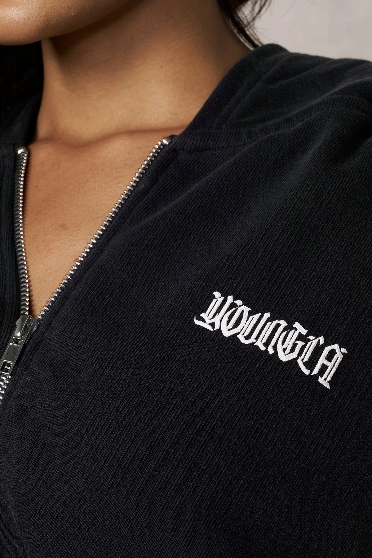 YOUNGLA W548 REBEL CROP ZIP UP HOODIE *Pre Order*