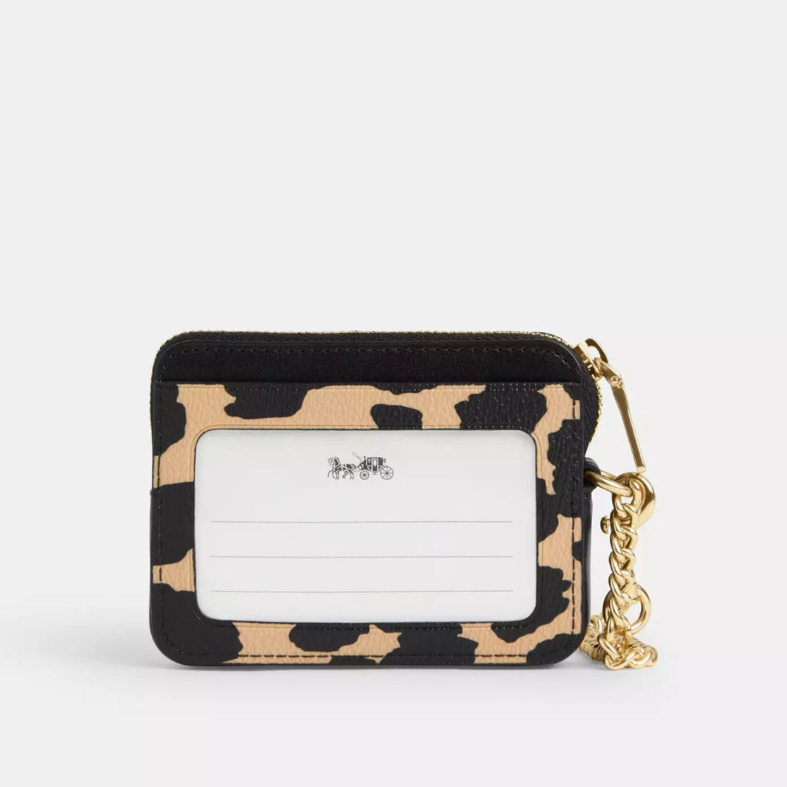 Coach Zip Card Case With Leopard Print