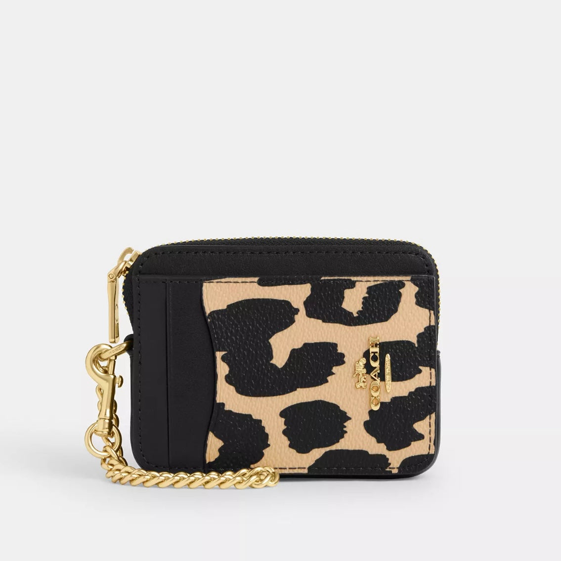 Coach Zip Card Case With Leopard Print