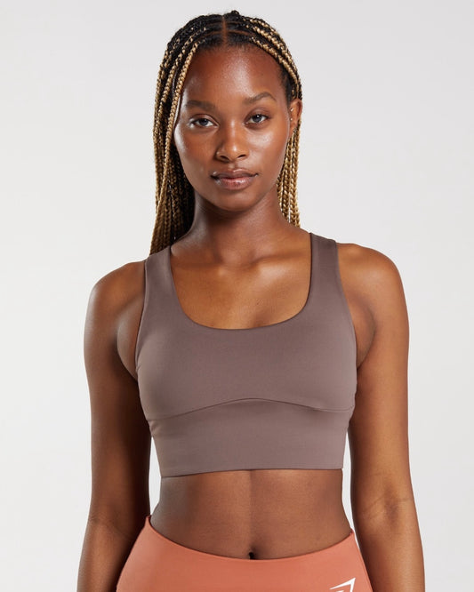 Longline Sports Bra Brown