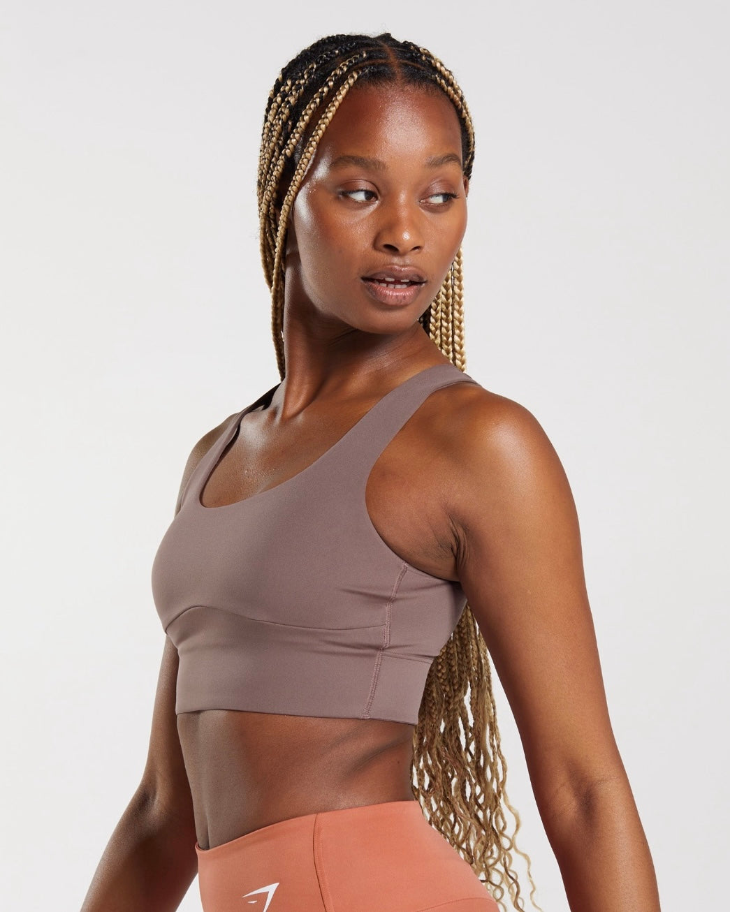 Longline Sports Bra Brown