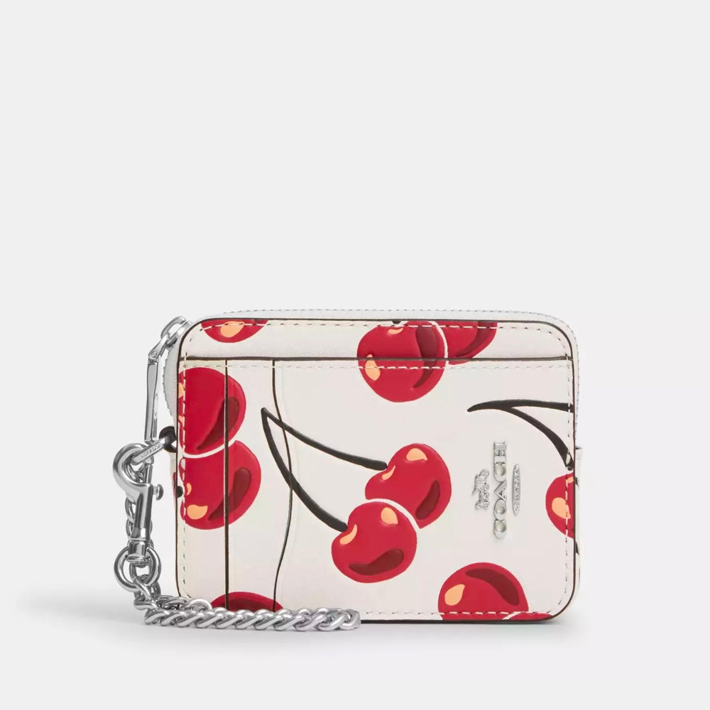 Zip Card Case With Cherry Print