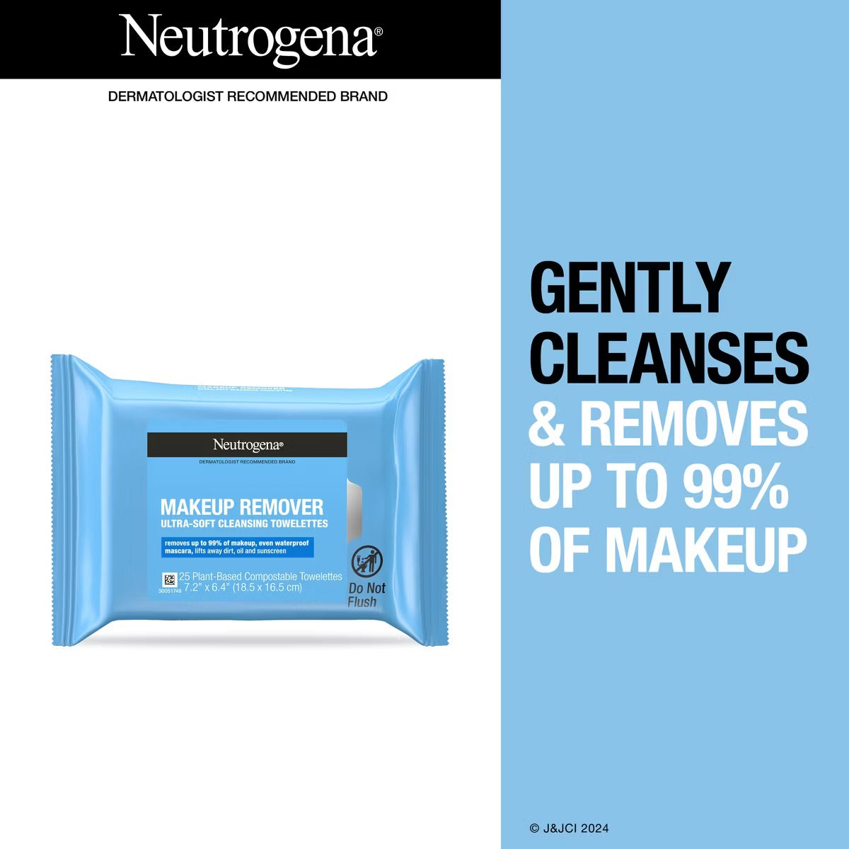 Neutrogena Facial Cleansing Makeup Remover Wipes Singles - 20ct