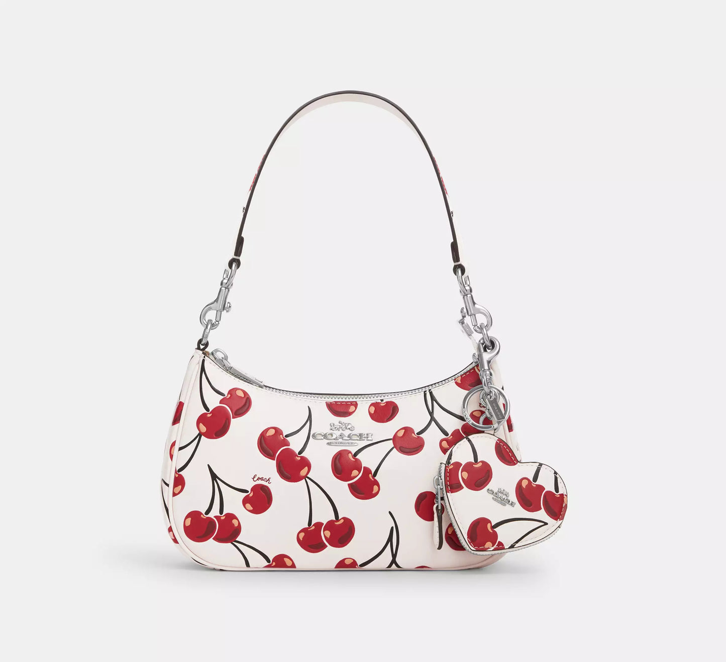 Heart Coin Pouch Bag Charm With Cherry Print *Pre Order*