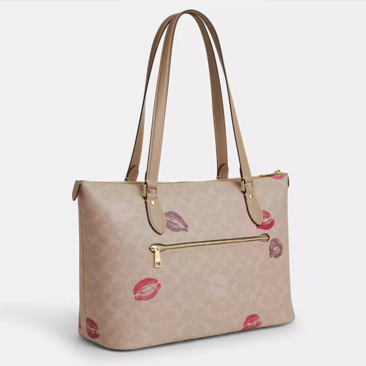 Coach Gallery Tote Bag In Signature Canvas With Lips Print *Pre Order*