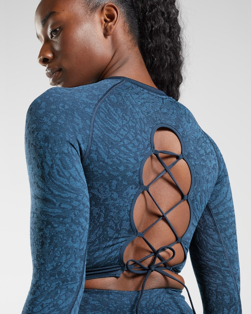 Adapt Animal Lace Up Back Top Blue