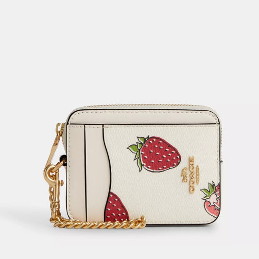Zip Card Case With Strawberry Print *Pre Order*
