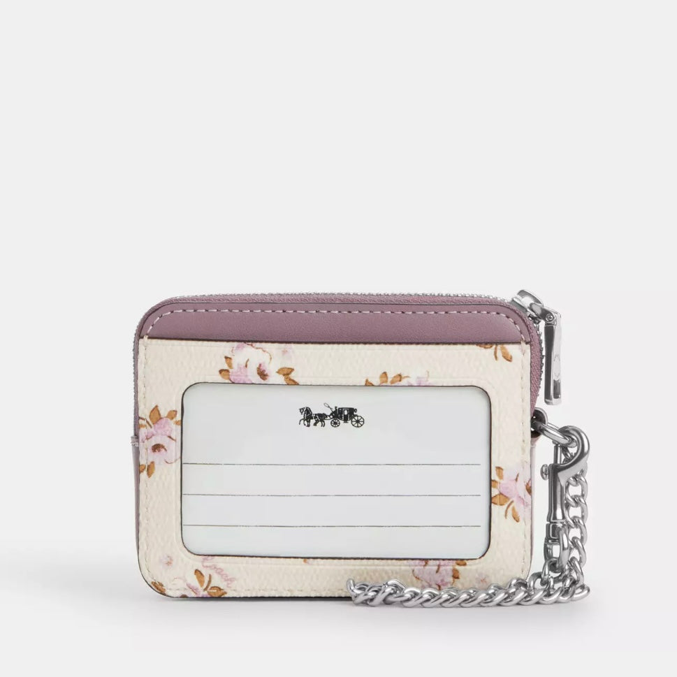 Zip Card Case In Signature Canvas With Floral Print *Pre Order*