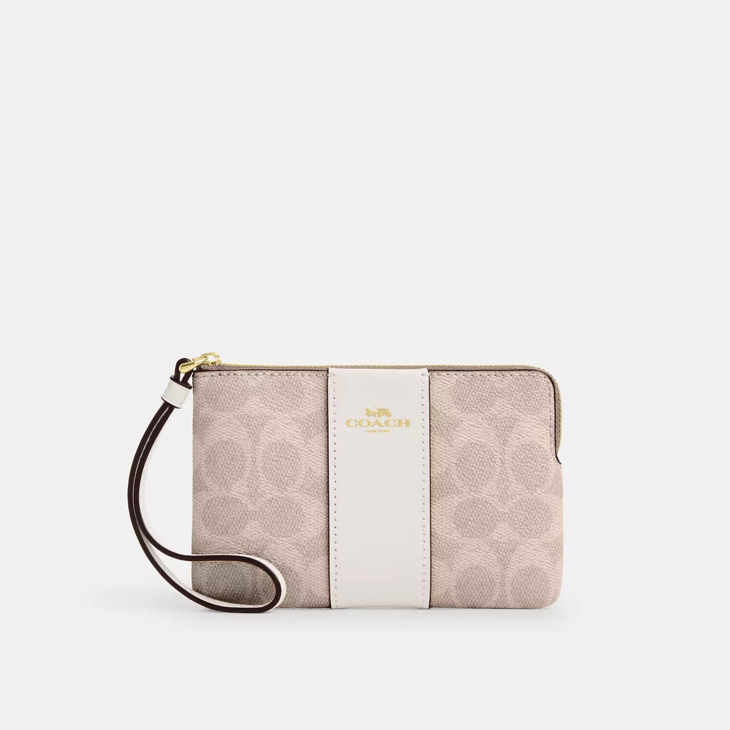 Coach Corner Zip Wristlet In Signature Canvas