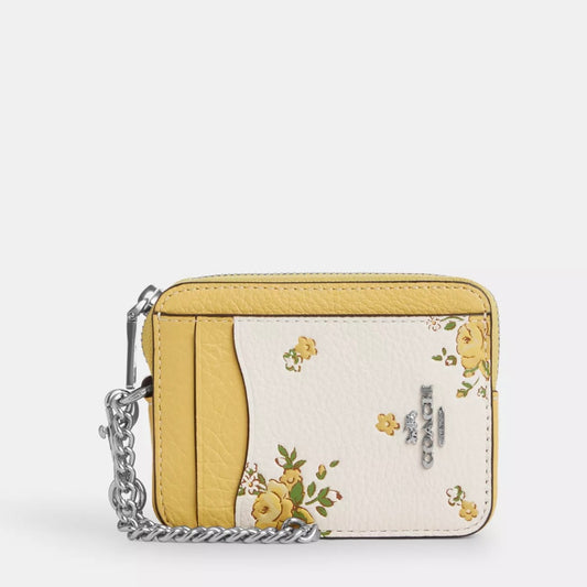 Zip Card Case In Signature Canvas With Floral Print *Pre Order*