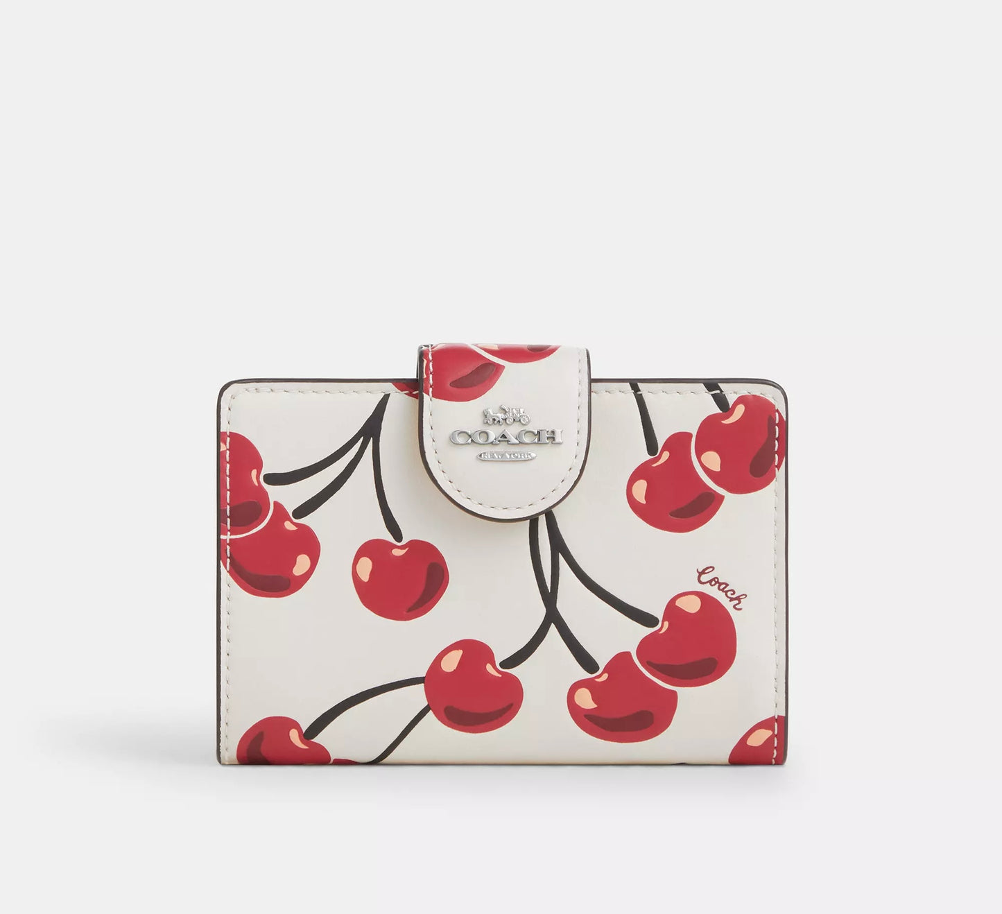 Coach Medium Corner Zip Wallet With Cherry Print
