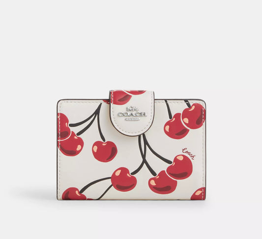 Coach Medium Corner Zip Wallet With Cherry Print